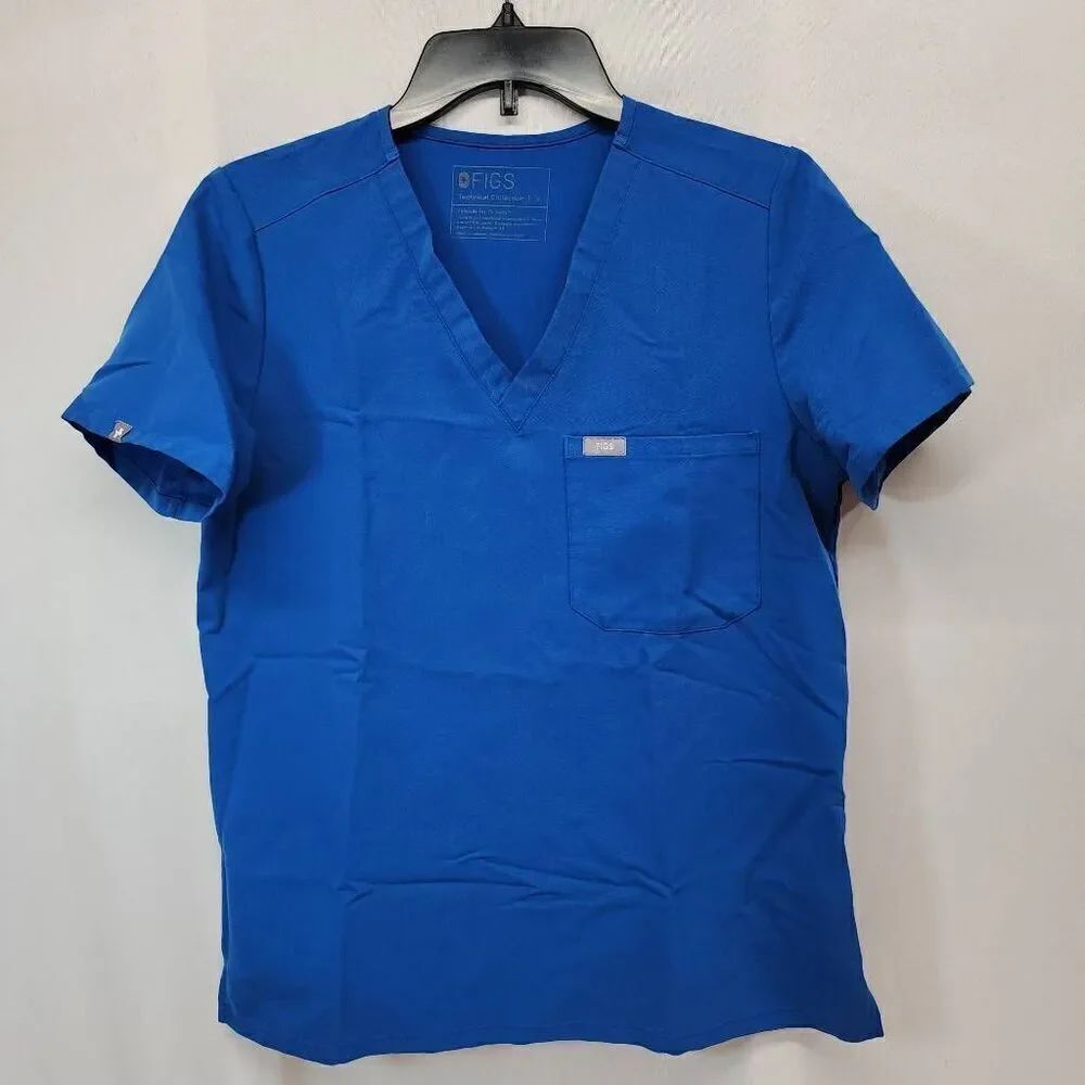 Figs Size Small Technical Collection Scrub Top Women's One-Pocket Blue Nursing P
